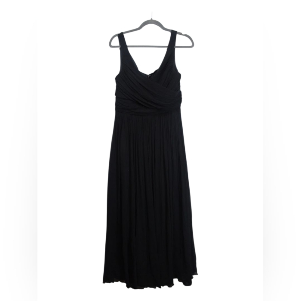 J Crew Black Silk Chiffon Bridesmaid Dress Size 10 - Picture 3 of 8